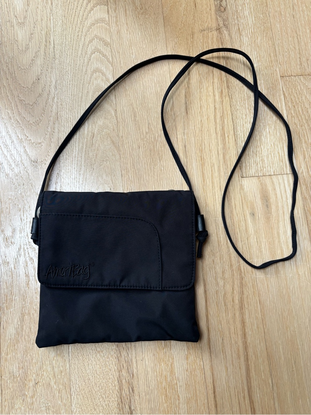Vintage AmeriBag Black Nylon Crossbody Pouch Travel Passport Bag